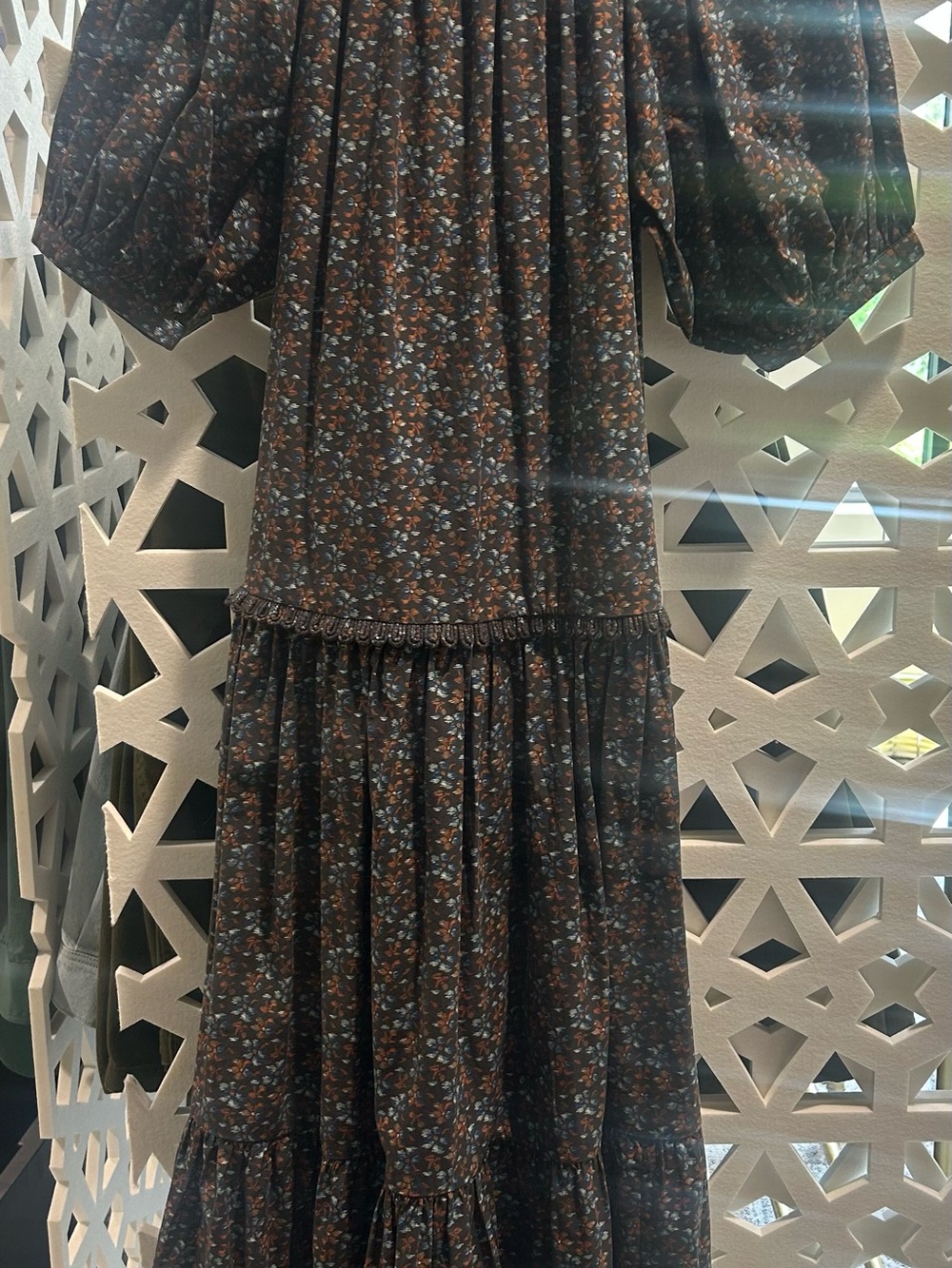 RHODE Brown & Blue Floral Tiered Maxi Dress